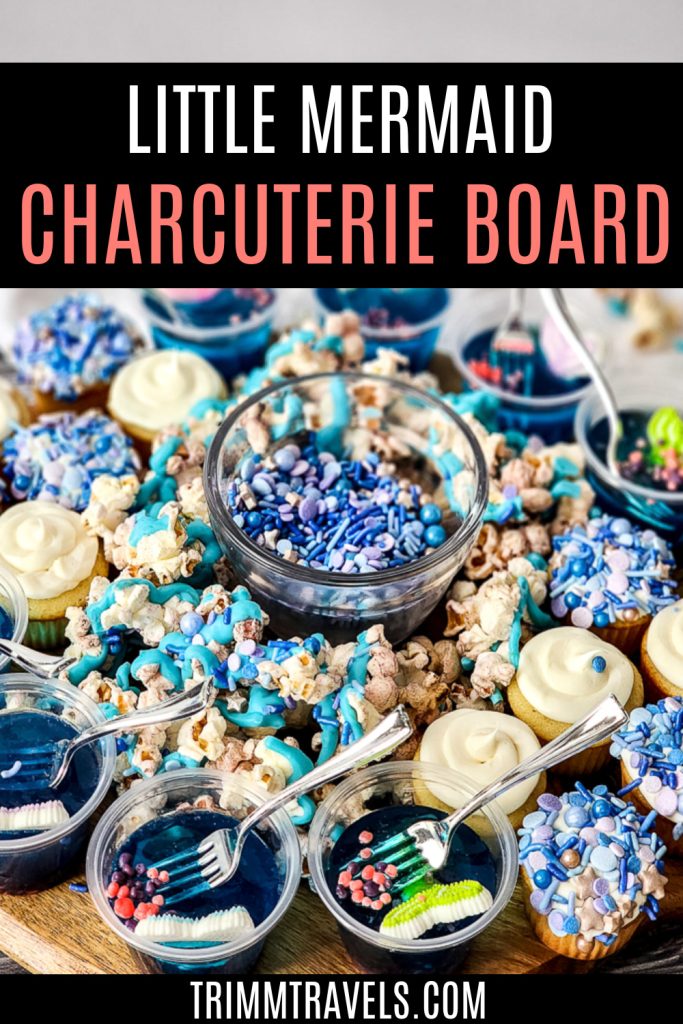 Pinterest graphic with title of post and a cropped shot of the Mermaid Charcuterie Board